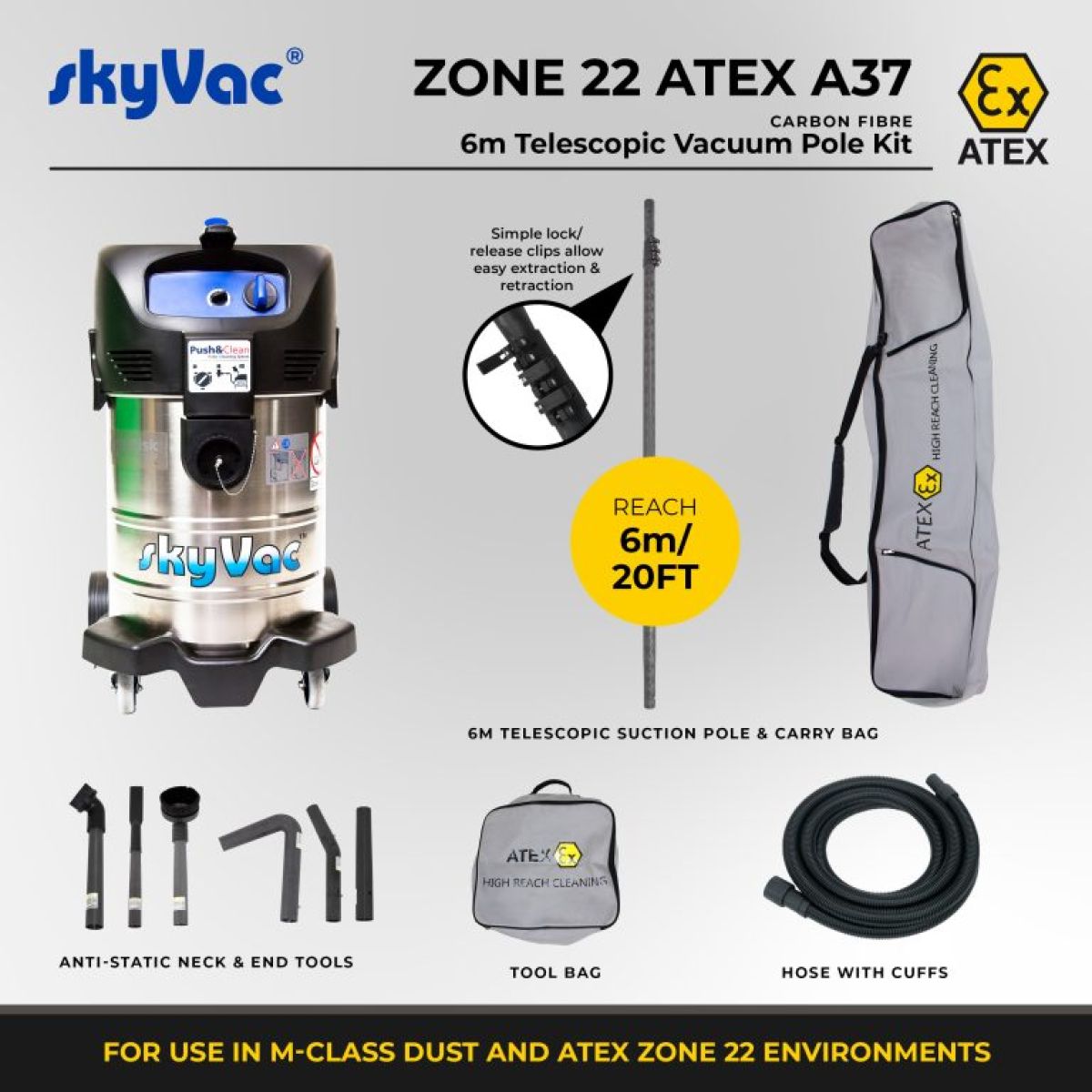 Item skyVac Atex A37 kit 9m Section d'aspiration avec sécurité