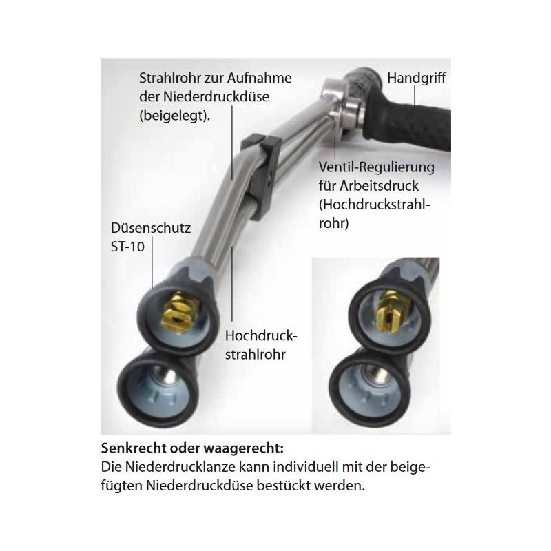 lance double Inox, robinet latéral ST-54, et protège-buse ST-10