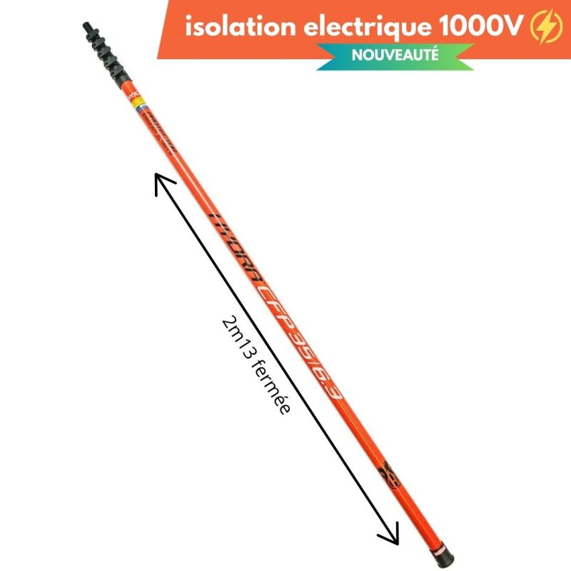 Perche télescopique carbone Hydra 12m40 à 18m60 / 2m13 fermée