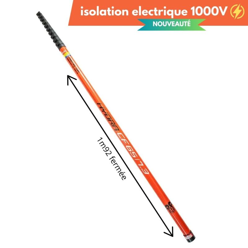 Perche télescopique carbone Hydra 9m50 à 12m40 / 1m92 fermée